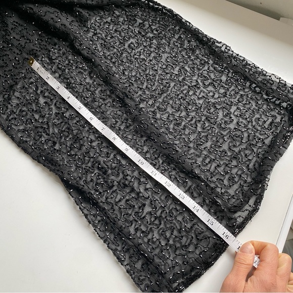 BRILLIANTE BY J.A. Vintage Black Beads Embroidered Silk Maxi Evening Gown Size S - Picture 9 of 15